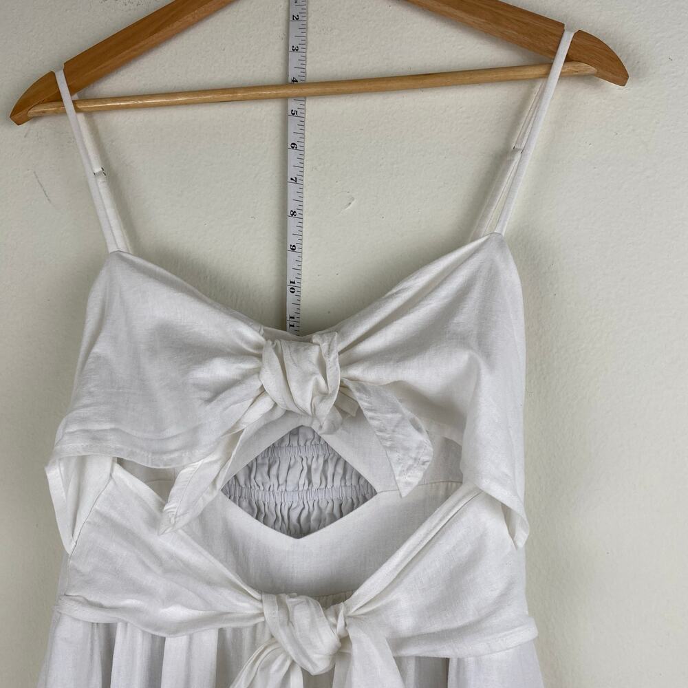 Madewell White Linen Blend Midi Dress Sweetheart Cutout Tie Back 10 - Picture 9 of 16